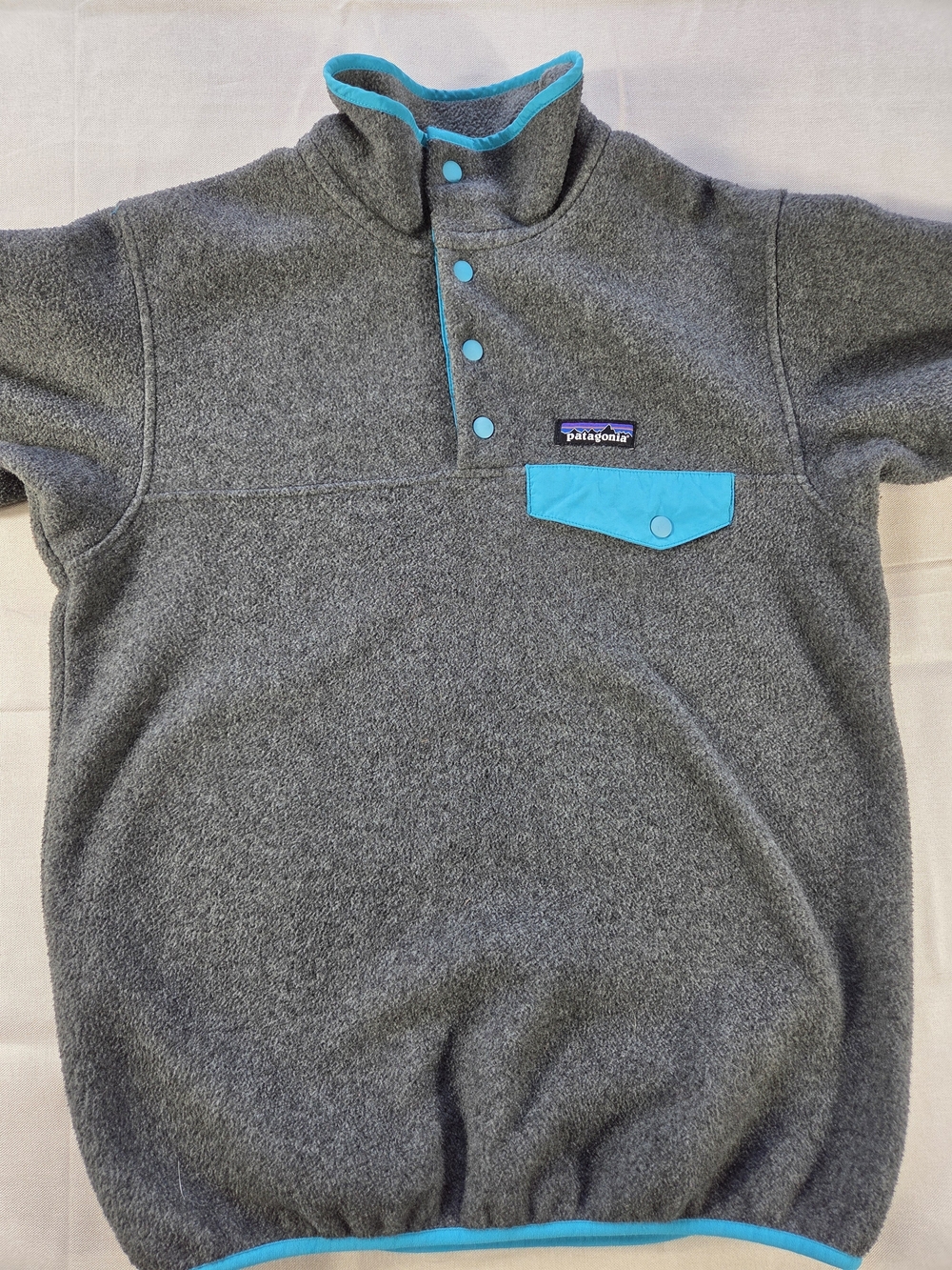Patagonia Synchilla Snap T Fleece Pullover Gray Blue Womens XS Outdoor